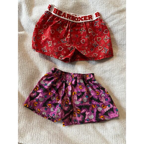 Build A Bear Workshop Lot of 2 Hearts & Halloween Print Bear Boxer Shorts - Picture 1 of 11
